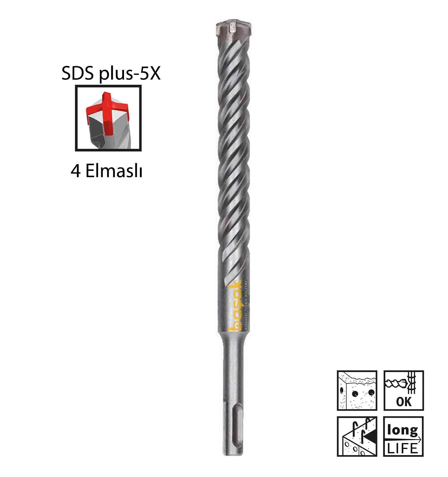 Bosch SDS Plus-5X 22 x 250 mm Dört Elmaslı Matkap Ucu 2608836644