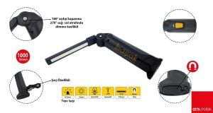 Ceta Form Şarjlı Katlanır 1000 Lümen Led Çalışma Lambası R10F-SLIM01