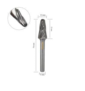 Tutex SL-4M AL 12 mm Konik Oval Karbür Freze Ucu Alüminyum