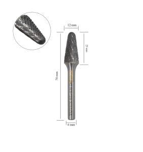 Tutex SL-4M 12 mm Konik Oval Karbür (Sert Metal) Freze Ucu