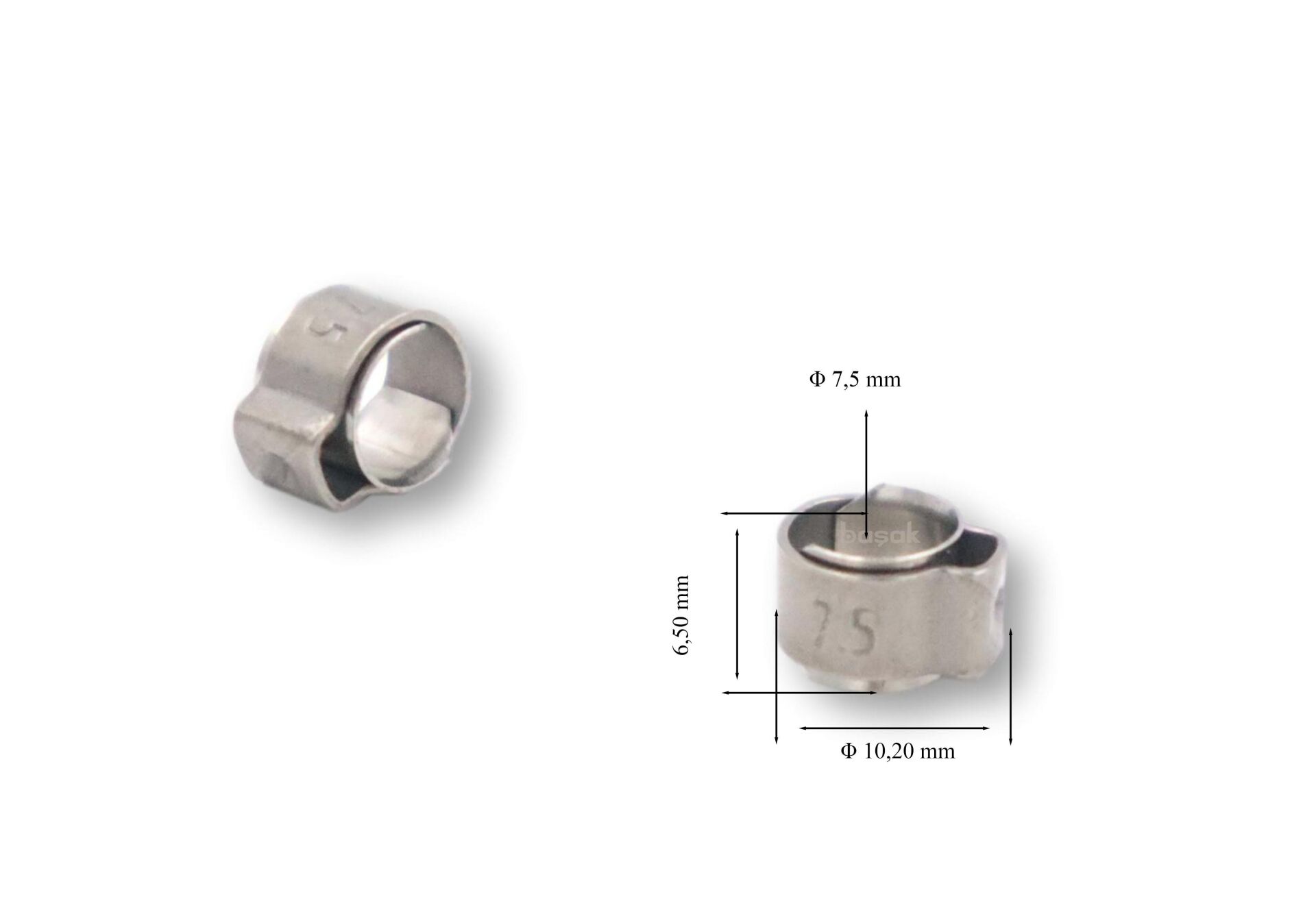 Oetiker 7.5 mm Paslanmaz Kulaklı Argon Kelepçesi (adet fiyatıdır)