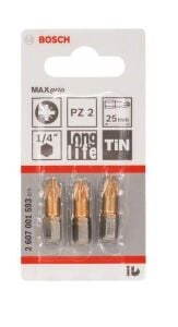 Bosch PZ2 25 mm 3'lü Yıldız Vidalama Ucu MaxGrip 2607001593