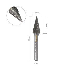 Tutex SM-2M 8 mm Konik Sivri Karbür (Sert Metal) Freze Ucu