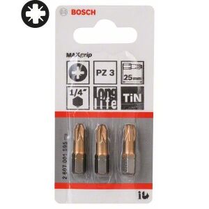 Bosch PZ3 25 mm 3'lü Yıldız Vidalama Ucu MaxGrip 2607001595