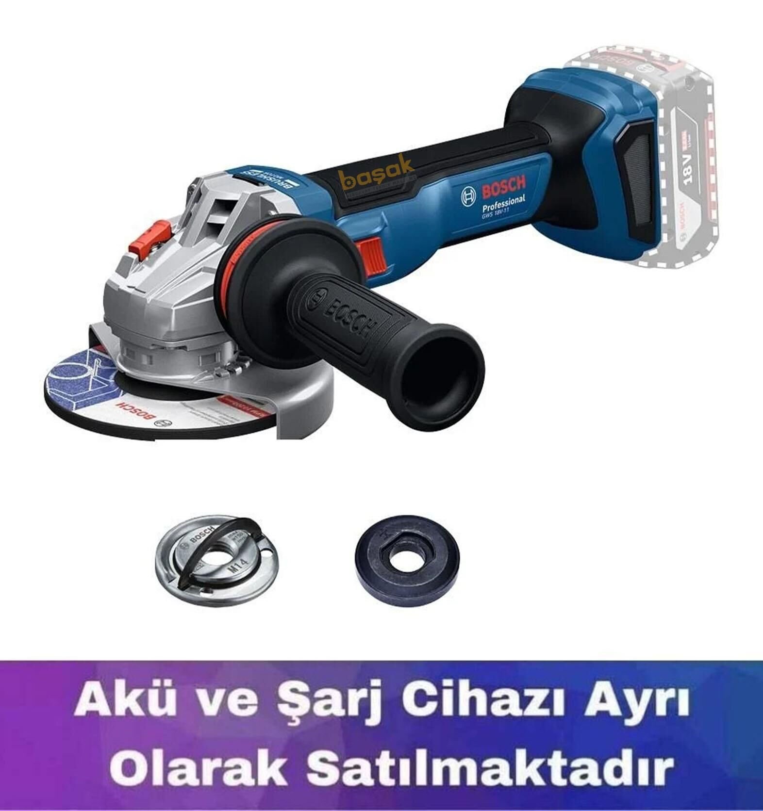 Bosch GWS 18V-11 115 mm Akülü Taşlama (Akü ve Şarj Yoktur) 06019N4101