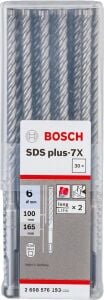 Bosch 6 x 165 mm 30'lu SDS Plus-7X 4 Elmaslı Özel Matkap Ucu 2608576193