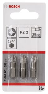 Bosch PZ2 25 mm 3'lü Yıldız Bits Uç ExtraHard 2607001558