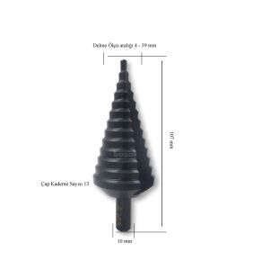 MTE 4-39 mm 13 Kademeli Sac Delme Matkabı HSS