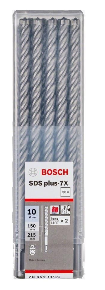 Bosch 10 x 215 mm 30'lu SDS Plus-7X 4 Elmaslı Özel Matkap Ucu 2608576197