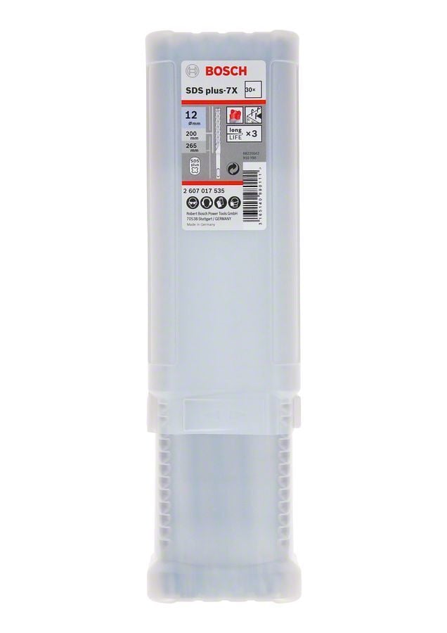 Bosch 12 x 265 mm 30'lu SDS Plus-7X 4 Elmaslı Özel Matkap Ucu 2607017535
