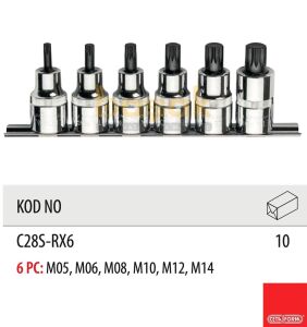 Ceta Form C28S-RX6 6 Parça 1/2” XZN Uçlu Lokma Takımı - Kısa Tip