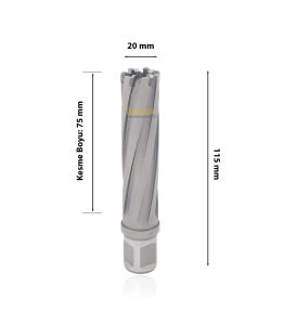 3Keego 20 X 75 mm TCT Uzun Elmas Manyetik Matkap Ucu HC75