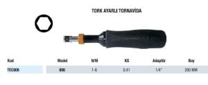 Tecnogi Tork Ayarlı Tornavida 1-6 Nm (1/4'') TEC806