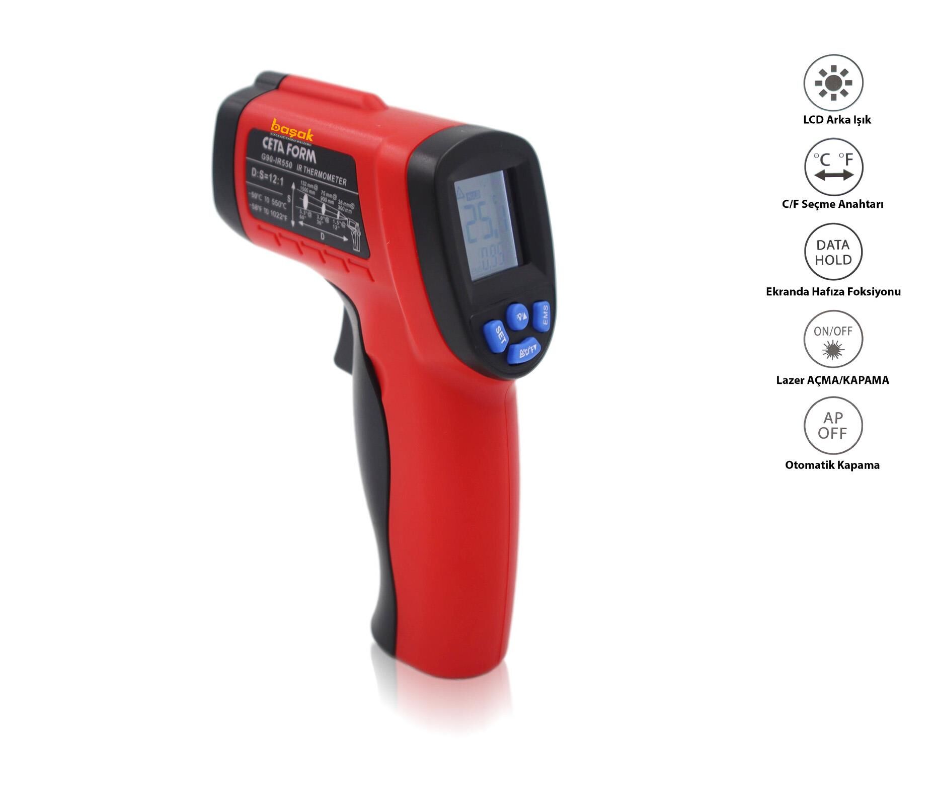 Ceta Form Infrared Lazerli Termometre -50 °C / 550 °C G90-IR550