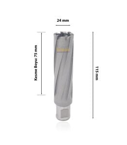 3Keego 24 X 75 mm TCT Uzun Elmas Manyetik Matkap Ucu HC75