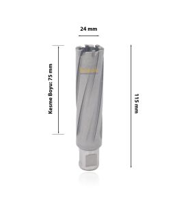 3Keego 24 X 75 mm TCT Uzun Elmas Manyetik Matkap Ucu HC75