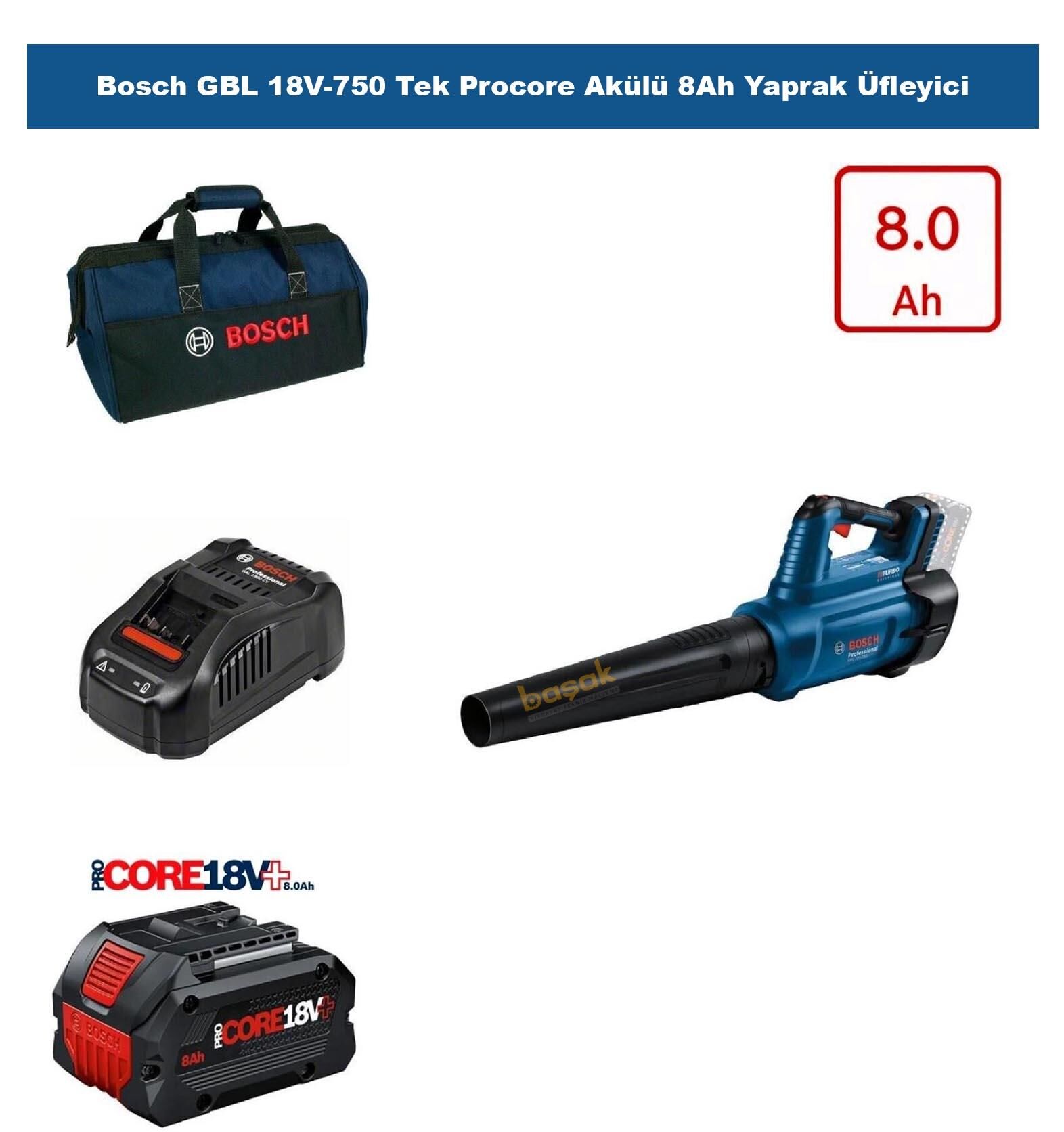 Bosch GBL 18V-750 Tek Procore Akülü 8Ah Yaprak Üfleyici