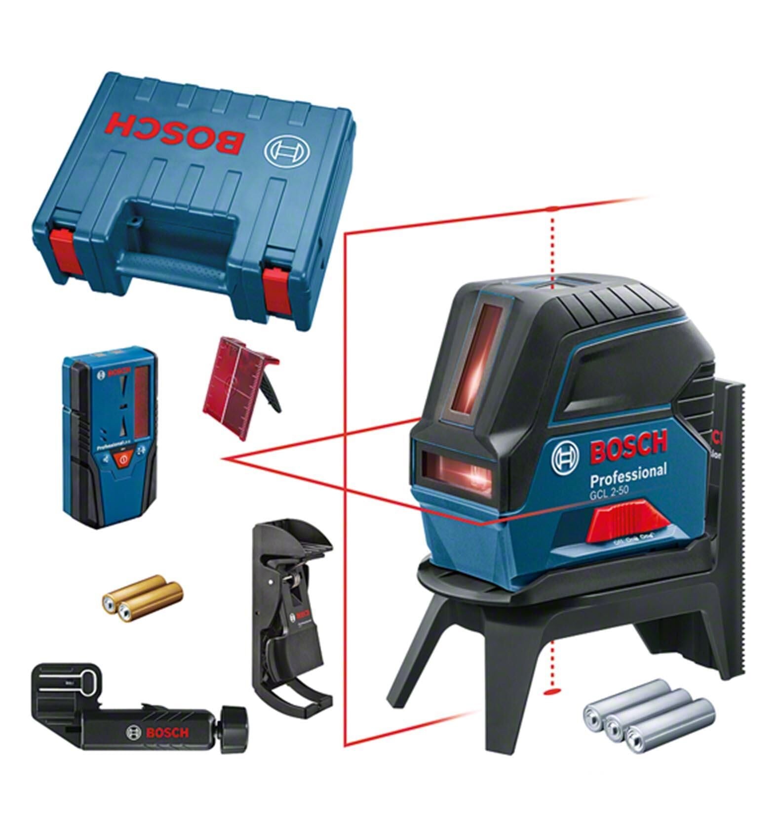 Bosch GCL 2-50+LR 6 Alıcılı Nokta-Artı Çizgi Hizalama Lazeri 0601066F01
