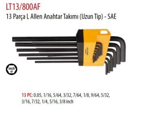 Ceta Form 13 Parça Inch SAE Allen Takımı Uzun Tip LT13/800AF