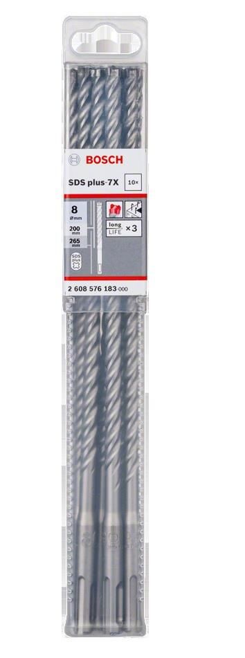 Bosch 8 x 265 mm 10'lu SDS Plus-7X 4 Elmaslı Özel Matkap Ucu 2608576183