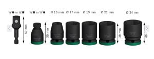 Bosch Pro 1/2 Havalı Lokma Seti 13-24 mm 2608003032