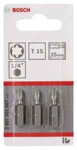 Bosch T15 25 mm 3'lü Torx Bits Uç ExtraHard 2607001607