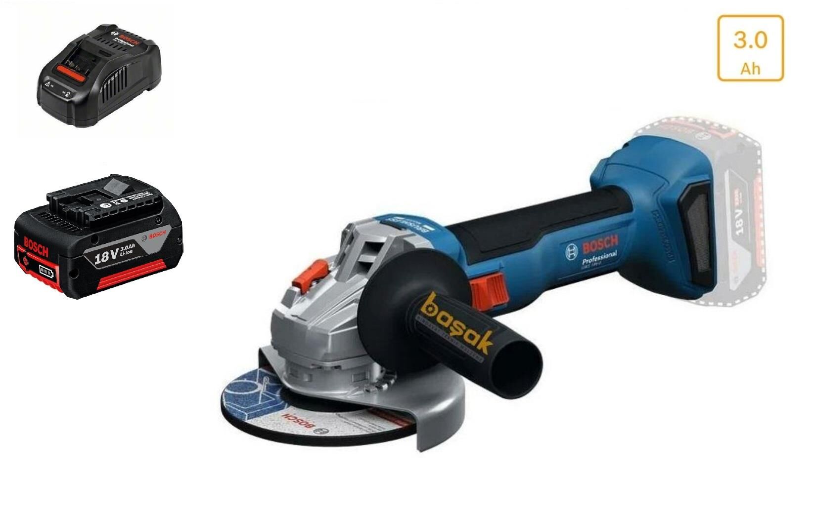 Bosch GWS 18V-8 Tek Akülü Avuç Taşlama 125 mm 3 Ah