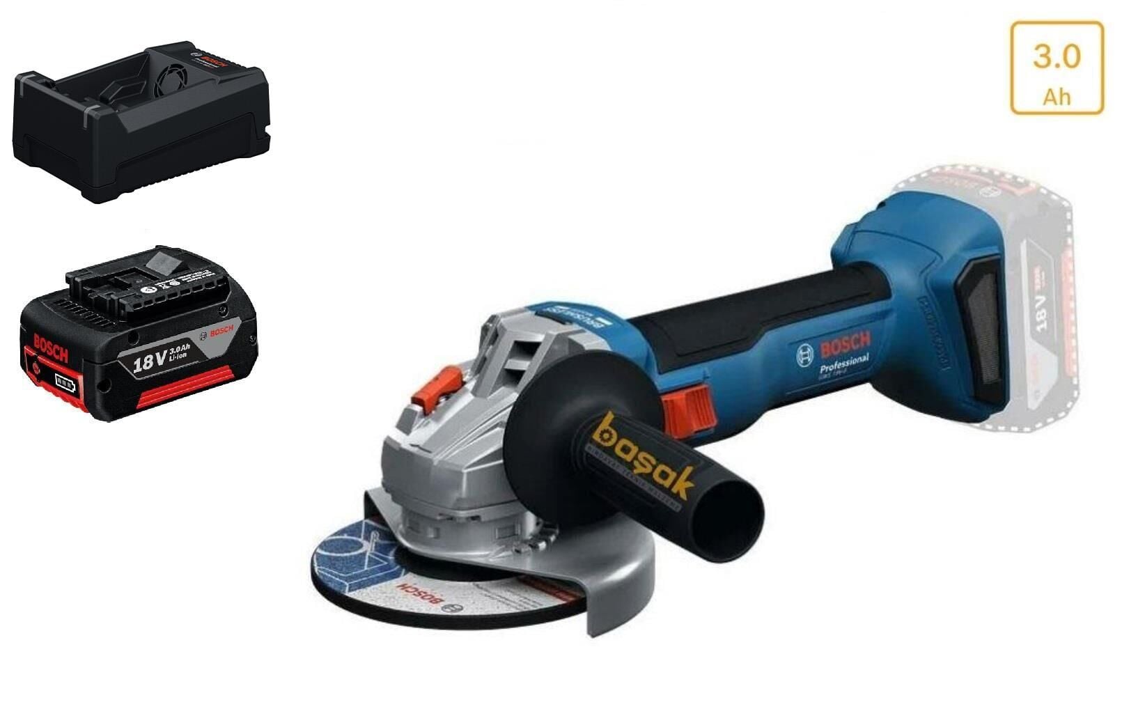 Bosch GWS 18V-8 Tek Akülü Avuç Taşlama 125 mm 3 Ah