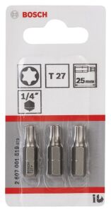 Bosch T27 25 mm 3'lü Torx Bits Uç ExtraHard 2607001619