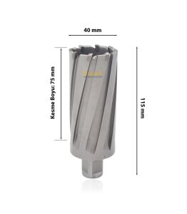 3Keego 40 X 75 mm TCT Uzun Elmas Manyetik Matkap Ucu HC75