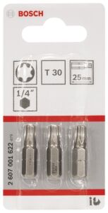Bosch T30 25 mm 3'lü Torx Bits Uç ExtraHard 2607001622