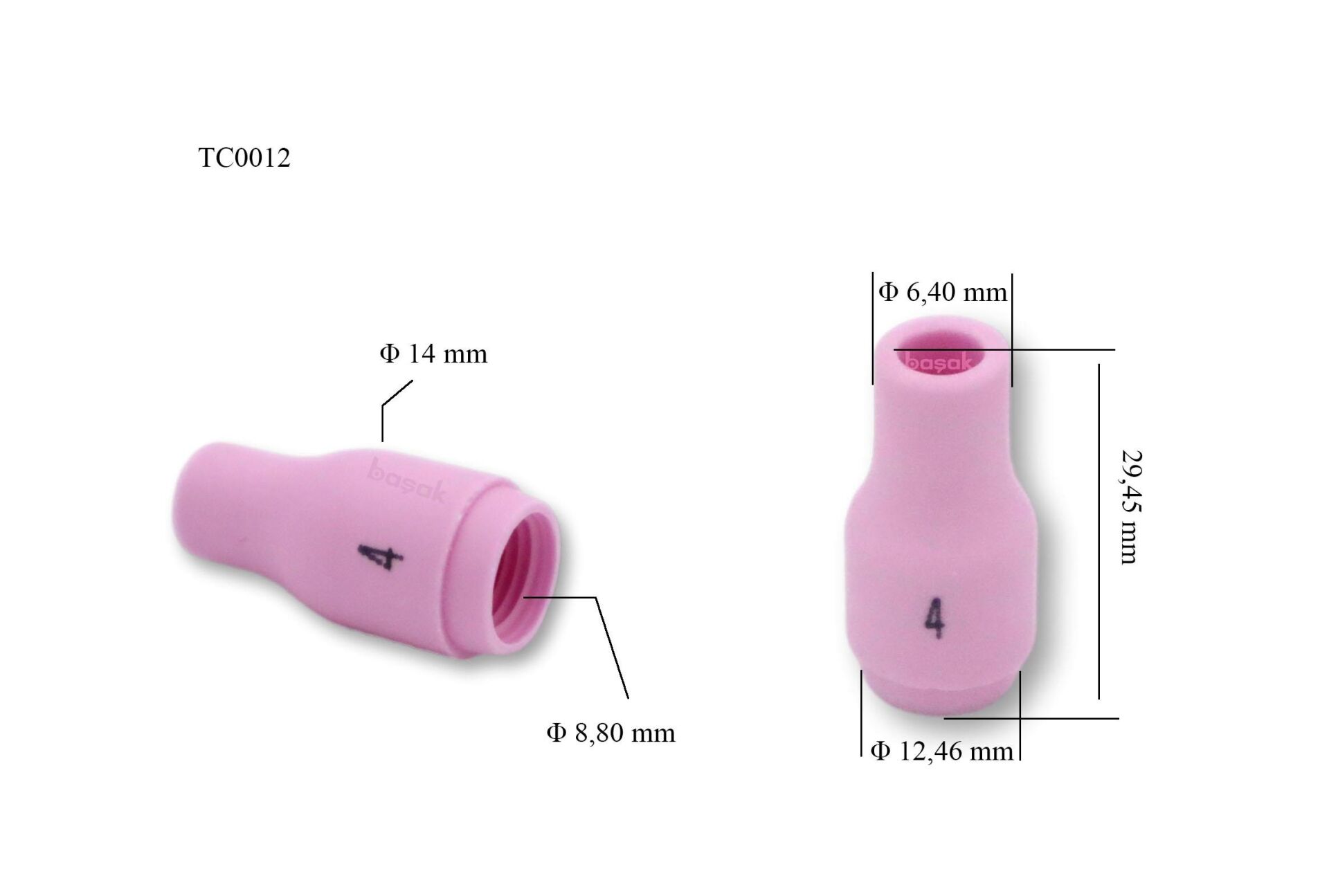 TC0012 No:4 Fındık Argon Kaynak Fincanı 13N08 Tig 9-20 Trafimet