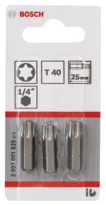 Bosch T40 25 mm 3'lü Torx Bits Uç ExtraHard 2607001625