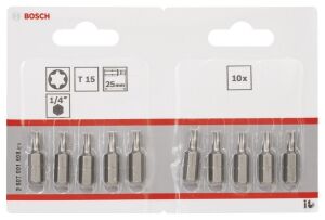 Bosch T15 25 mm 10'lu Torx Bits Uç ExtraHard 2607001608