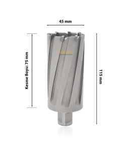 3Keego 45 X 75 mm TCT Uzun Elmas Manyetik Matkap Ucu HC75