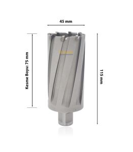 3Keego 45 X 75 mm TCT Uzun Elmas Manyetik Matkap Ucu HC75