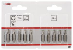Bosch T20 25 mm 10'lu Torx Bits Uç ExtraHard 2607001612