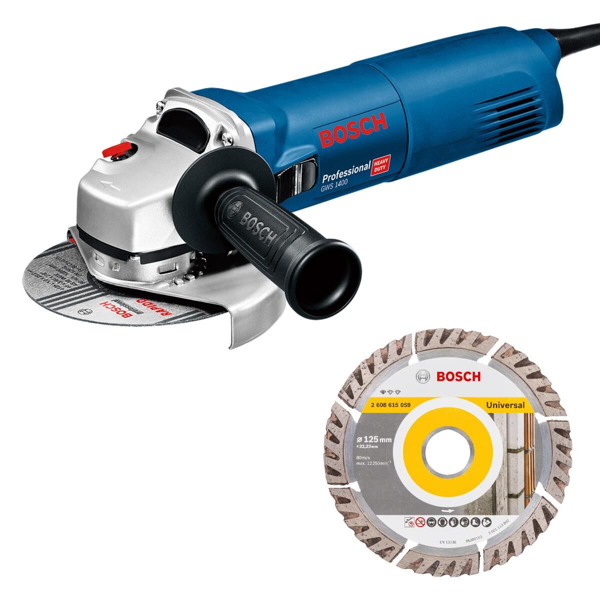 Bosch GWS 1400 125 mm Elmas Kesme Diskli 1400W Avuç Taşlama 0615990N1V