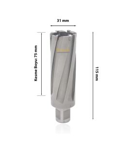 3Keego 31 X 75 mm TCT Uzun Elmas Manyetik Matkap Ucu HC75