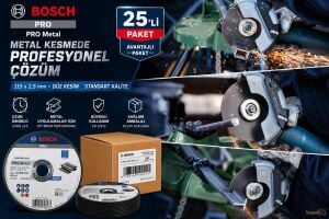 Bosch PRO 115x2,5 mm Metal Kesme Taşı Düz 25'li Avantajlı Paket 2608603164
