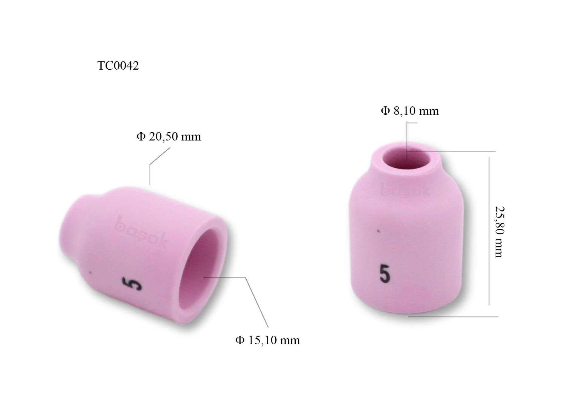 TC0042 No:5 Fındık Argon Gaz Lensi Fincanı 8 mm 53N59 Tig 9-20 Trafimet