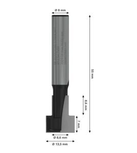 Bosch Pro 13.5x8.6 mm Ahşap T Oluk Açma Freze Ucu 2608629684