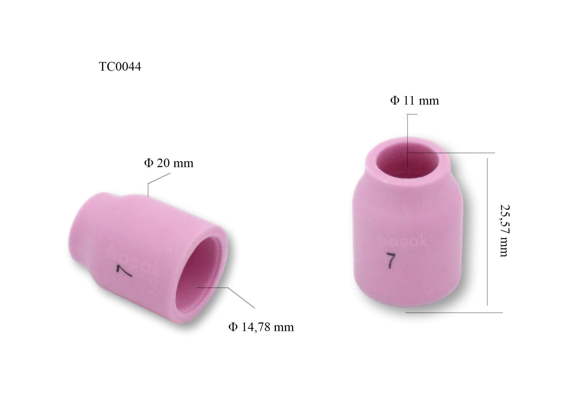 TC0044 No:7 Fındık Argon Gaz Lensi Fincanı 53N61 Tig 9-20 Trafimet