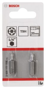 Bosch T9 H 25 mm 2'li Delikli Torx Bits Uç 2608522008