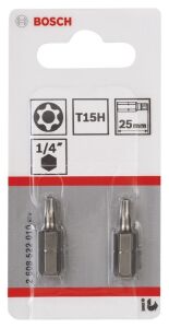 Bosch T15 H 25 mm 2 li Delikli Torx Bits Uç 2608522010