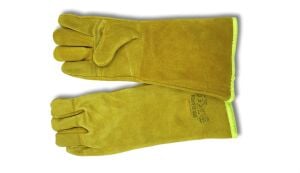 Sarı Uzun Astarlı Kaynakçı Eldiveni Tek Parça Deri+Takviyeli