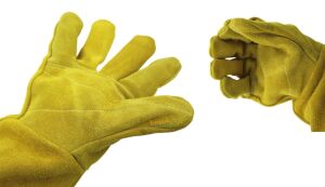 Sarı Uzun Astarlı Kaynakçı Eldiveni Tek Parça Deri+Takviyeli