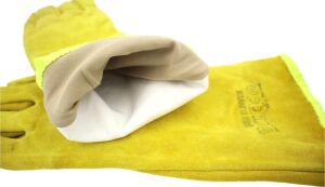 Sarı Uzun Astarlı Kaynakçı Eldiveni Tek Parça Deri+Takviyeli