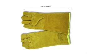 Sarı Uzun Astarlı Kaynakçı Eldiveni Tek Parça Deri+Takviyeli