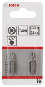 Bosch T20 H 25 mm 2 li Delikli Torx Bits Uç 2608522011